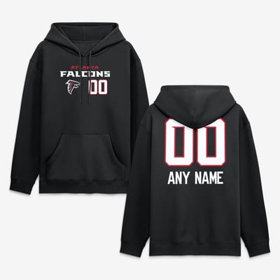 Atlanta Falcons  Touchdown Wordmark Personalized Name & Number Hoodie - Black