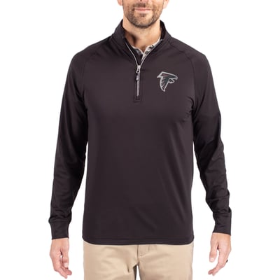 Atlanta Falcons Cutter & Buck Adapt Eco Knit Quarter-Zip Pullover Jacket - Black