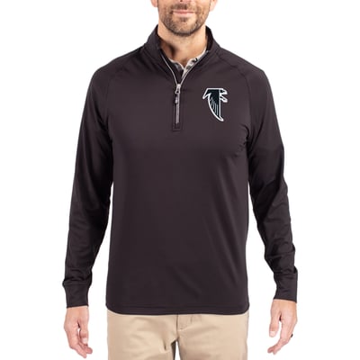 Atlanta Falcons Cutter & Buck Adapt Eco Knit Stretch Recycled Quarter-Zip Throwback Pullover Top - Black