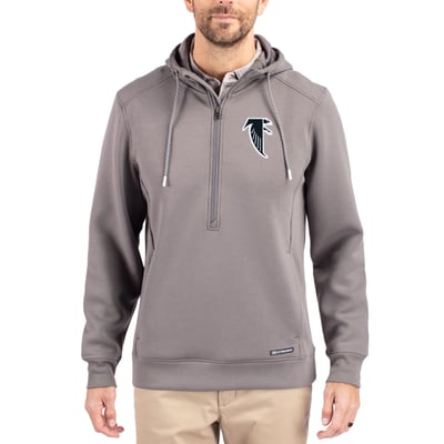 Atlanta Falcons Cutter & Buck Throwback Roam Eco Half-Zip Recycled Pullover Hoodie - Gray