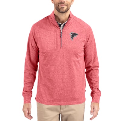 Atlanta Falcons Cutter & Buck  Adapt Eco Knit Quarter-Zip Pullover Top - Heather Red