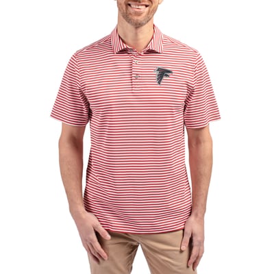 Atlanta Falcons Cutter & Buck Virtue Eco Pique Stripe Polo - Red