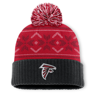 Atlanta Falcons Fanatics Snowday Cuffed Knit Hat with Pom - Black/Red