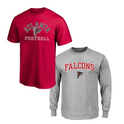  Atlanta Falcons Fanatics Big & Tall T-Shirt and Long Sleeve T-Shirt Combo Pack - Red/Gray