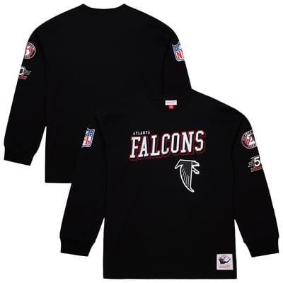  Atlanta Falcons Mitchell & Ness Training Camp Vintage Logos Long Sleeve T-Shirt - Black