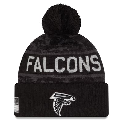 Atlanta Falcons New Era 2026 Salute To Service Cuffed Knit Hat with Pom - Black
