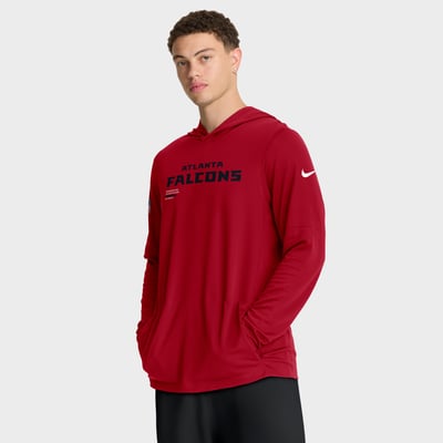 Atlanta Falcons Nike Sideline Pure Fury Performance Long Sleeve Hooded T-Shirt - Red