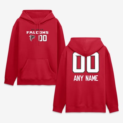 Atlanta Falcons  Touchdown Wordmark Personalized Name & Number Hoodie - Red
