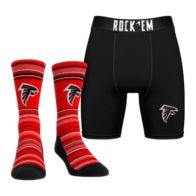 Atlanta Falcons Rock Em Primary Crew Socks & Boxer Briefs Combo Pack