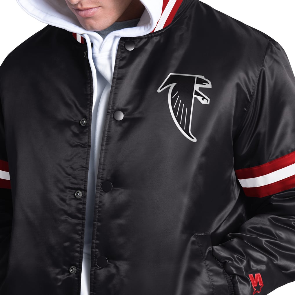 Starter Atlanta Falcons Black Courtside Varsity Retro Logo Full Snap Jacket