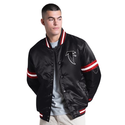Atlanta Falcons Starter Courtside Varsity Retro Logo Full Snap Jacket - Black