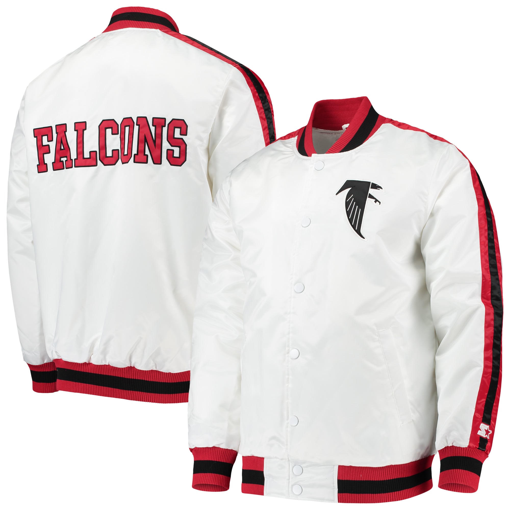 Men's Starter White Atlanta Falcons Throwback D-Line Varsity Full