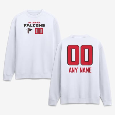 Atlanta Falcons  Touchdown Wordmark Personalized Name & Number Sweatshirt - White