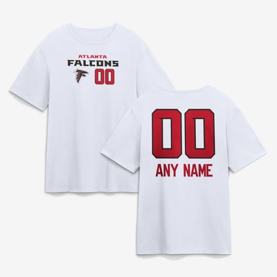 Atlanta Falcons  Touchdown Wordmark Personalized Name & Number T-Shirt - White