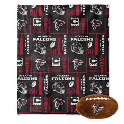 Atlanta Falcons Pegasus 50" x 60" Blackout Team Spirit Ultra Soft Throw & Plush Football Combo Pack