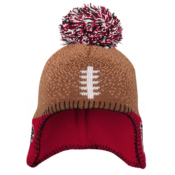 Preschool Brown Atlanta Falcons Football Head Knit Hat with Pom display picture 3