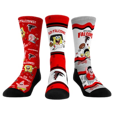  Atlanta Falcons Rock Em Unisex x Nickelodeon Spongebob Squarepants 3-Pack Crew Socks Set - 