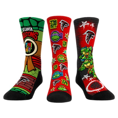  Atlanta Falcons Rock Em Unisex TMNT Three-Pack Crew Sock Set - Red
