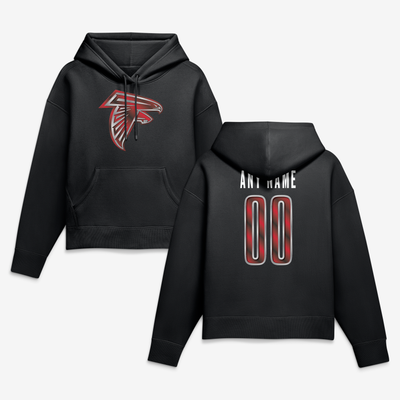 Atlanta Falcons Women's Forged Mascot Personalized Name & Number Hoodie - Black