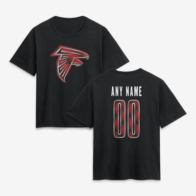 Atlanta Falcons Women's Forged Mascot Personalized Name & Number T-Shirt - Black