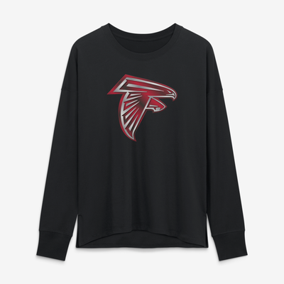 Atlanta Falcons Women's Metallic Mascot Long Sleeve T-Shirt - Black
