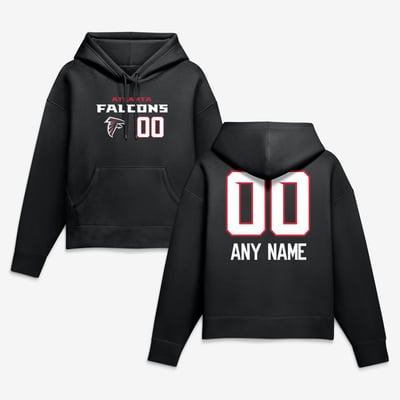 Atlanta Falcons Women's Touchdown Wordmark Personalized Name & Number Hoodie - Black