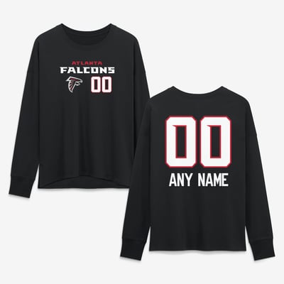 Atlanta Falcons Women's Touchdown Wordmark Personalized Name & Number Long Sleeve T-Shirt - Black