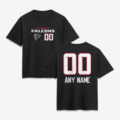 Atlanta Falcons Women's Touchdown Wordmark Personalized Name & Number T-Shirt - Black