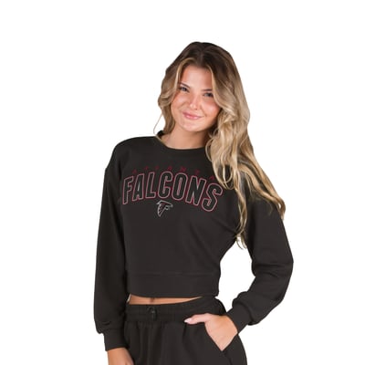  Atlanta Falcons Concepts Sport Women's Kingston Long Sleeve Lounge Cropped Top - Black
