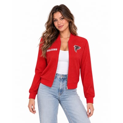Atlanta Falcons FABGATING by Cuce Women's Crystal Full-Zip Bomber Jacket - Red
