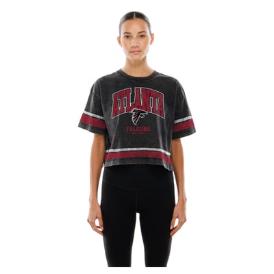 Atlanta Falcons New Era Women's Lifestyle Mineral Wash Boxy Cropped T-Shirt - Black