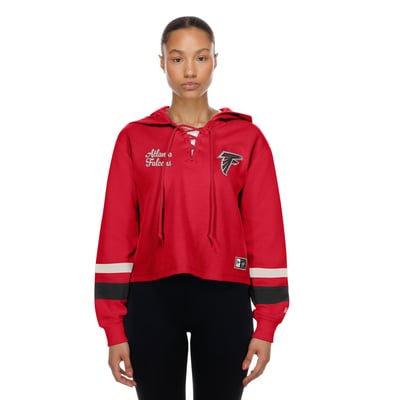 Atlanta Falcons New Era Women's Throwback Lace-Up Hoodie - Red
