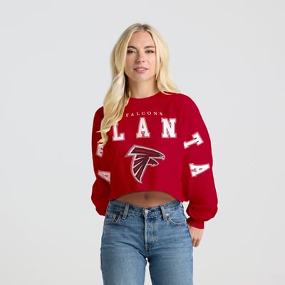 Atlanta Falcons Spirit Jersey Women's Cropped Long Sleeve T-Shirt - Red