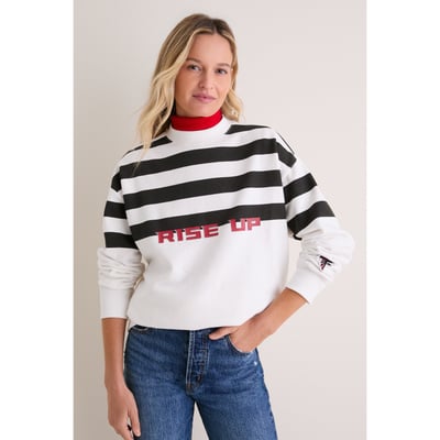Atlanta Falcons Tuckernuck Women's Stripe Sweatshirt - White/Black
