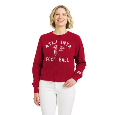  Atlanta Falcons WEAR by Erin Andrews Women's Heathered Crew Cardigan Sweater - Red