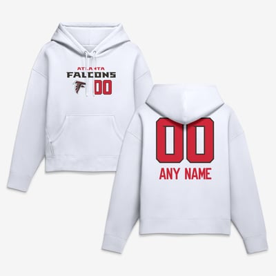 Atlanta Falcons Women's Touchdown Wordmark Personalized Name & Number Hoodie - White