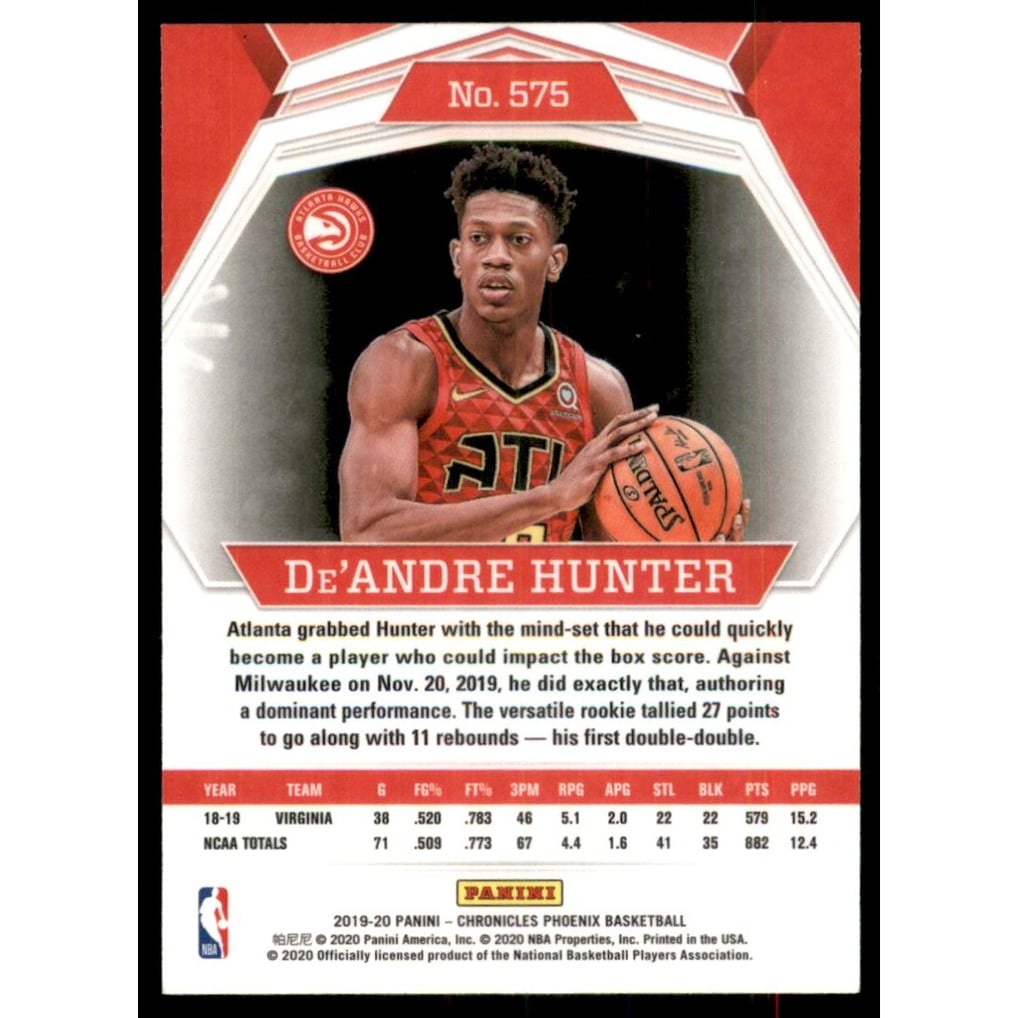 2019-20 Panini Chronicles Silver #575 De'Andre Hunter/Phoenix