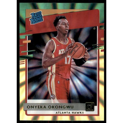 2020-21 Donruss Holo Green and Yellow Laser #228 Onyeka Okongwu RR