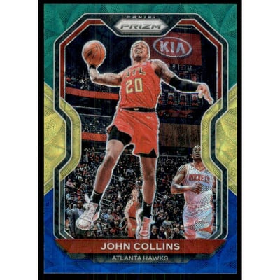2020-21 Panini Prizm Prizms Choice Blue Yellow and Green #28 John Collins