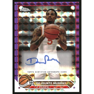 2023-24 Topps Chrome Autographs Purple Geometric Refractors #CGDM Dejounte Murray