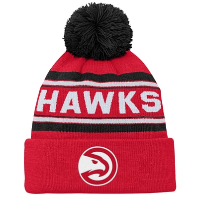  Atlanta Hawks Outerstuff Backboard Jacquard Cuffed Knit Hat with Pom  - Red