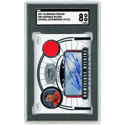 Dominique Wilkins Atlanta Hawks Autographed 2007-08 Bowman Sterling Game Used Jersey Relic #DWI #137/275 SGC Authenticated 8 Card
