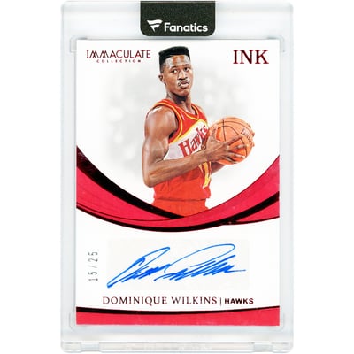 Dominique Wilkins Atlanta Hawks Autographed 2018-19 Panini Immaculate Collection Red #IK-DWL #15/25 Card
