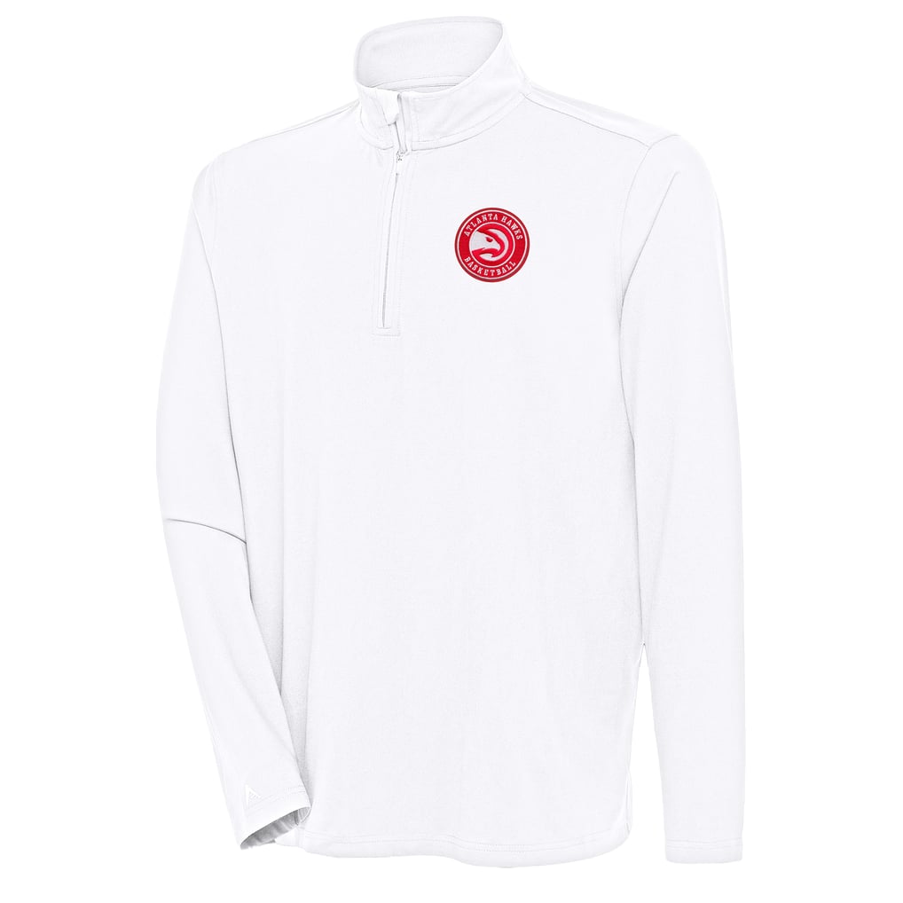  Atlanta Hawks Antigua Hunk Quarter-Zip Pullover Top - White