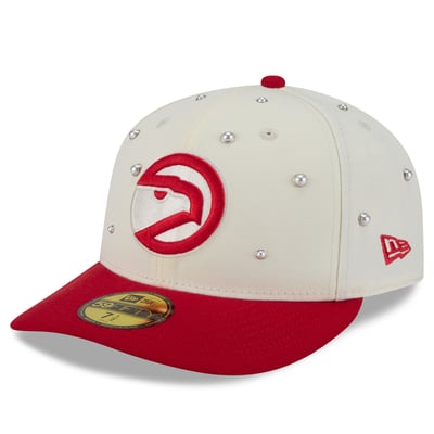 Atlanta Hawks New Era Pearl 59FIFTY Fitted Hat - Cream/Red