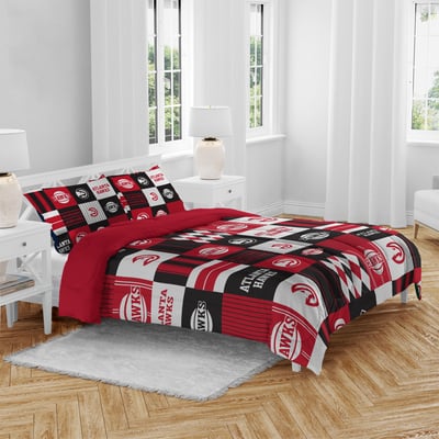Atlanta Hawks Pegasus Patchwork Plaid Three-Piece Full/Queen Bed in a Bag Set