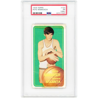 Pete Maravich Atlanta Hawks 1970-71 Topps #123 PSA Authenticated 1 Rookie Card