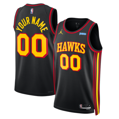 Atlanta Hawks Jordan Brand Unisex Swingman Sponsor Patch Custom Jersey - Black - Statement Edition