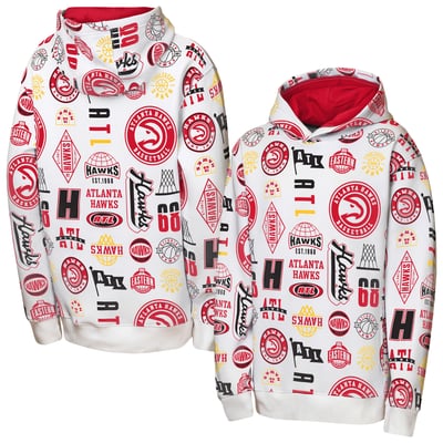 Atlanta Hawks Outerstuff Youth 3-and-D Allover Hoodie - White