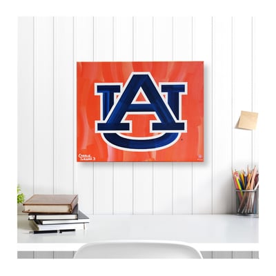 Auburn Tigers Fanatics Authentic 16" x 20" Logo with Orange Background Gallery Wrapped Embellished Giclee